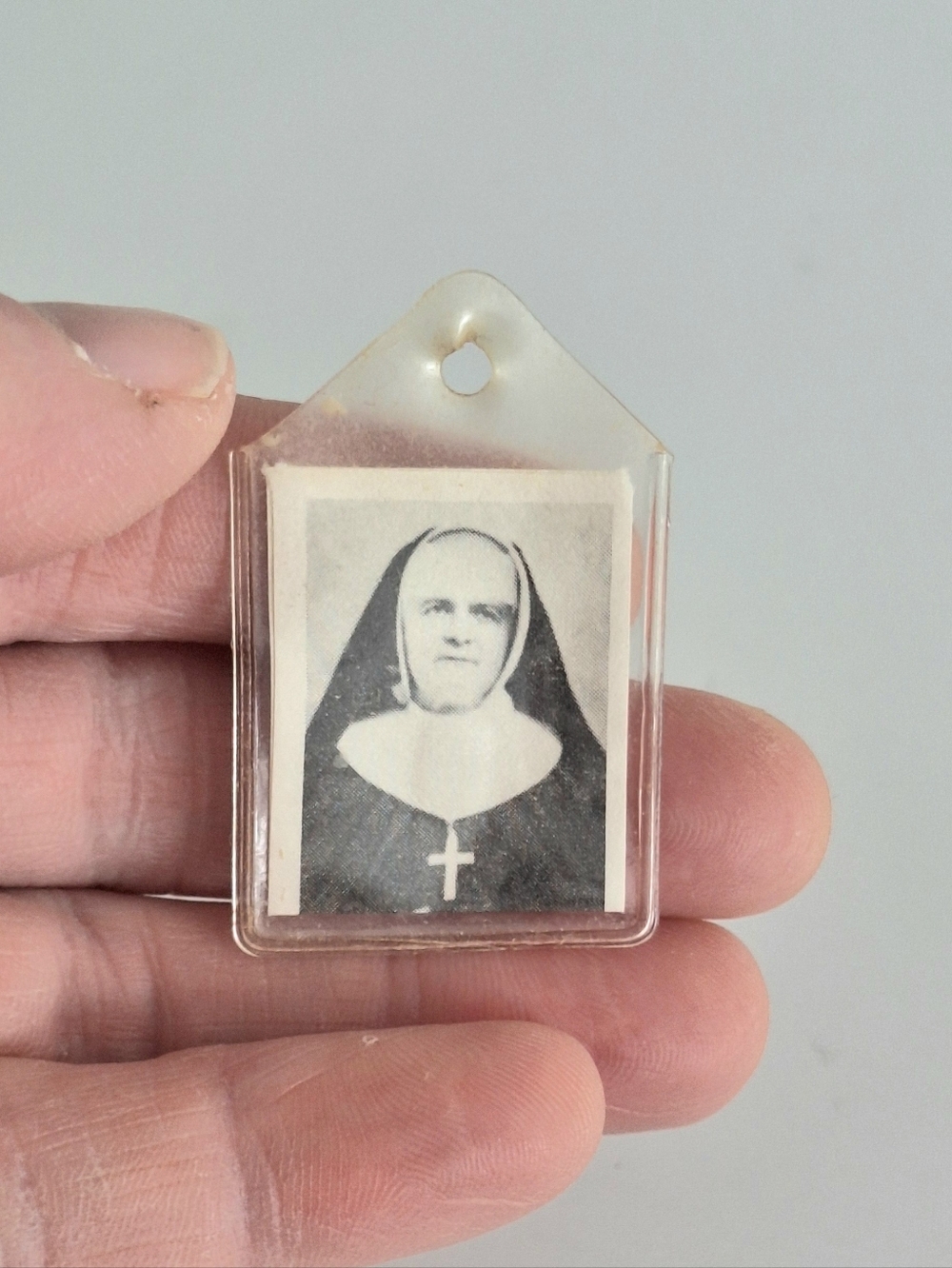 Pocket relic piece of the garment of Mother Marie-Léonie